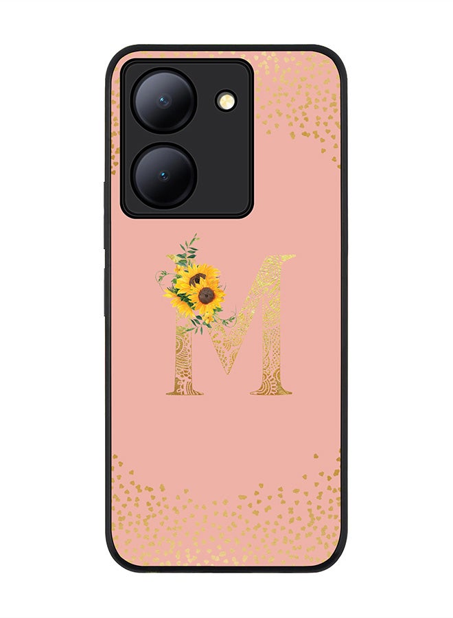 Stylizedd Case for Vivo Y27s/ Vivo Y27 5G, Slim fit Flexible Cover Custom Monogram Initial Letter Floral Mandala Pattern Alphabet - M (Rose Pink) - Image 1