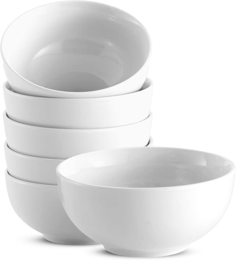 Kook Soup Bowls, Cereal Bowl, Ceramic, Bowls for Kitchen, Microwave, Dishwasher and Freezer Safe, Porcelain Dishes for Pasta, Salad, Oatmeal, Deep Interior, 20 oz, Set of 6, (White) - Image 1