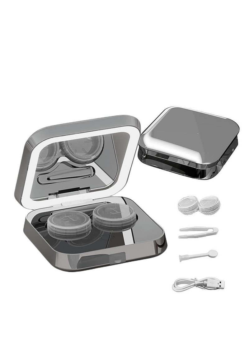 SYOSI Contact Lens Cleaner Machine, Portable Ultrasonic Contact Lens Cleaner with USB Charger and LED Light, One-touch Automatic Cleaning, Small and Portable Contact Lens Case for Daily Life  - Image 1