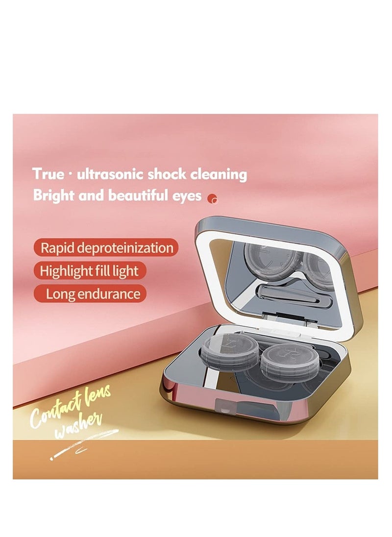 SYOSI Contact Lens Cleaner Machine, Portable Ultrasonic Contact Lens Cleaner with USB Charger and LED Light, One-touch Automatic Cleaning, Small and Portable Contact Lens Case for Daily Life  - Image 3