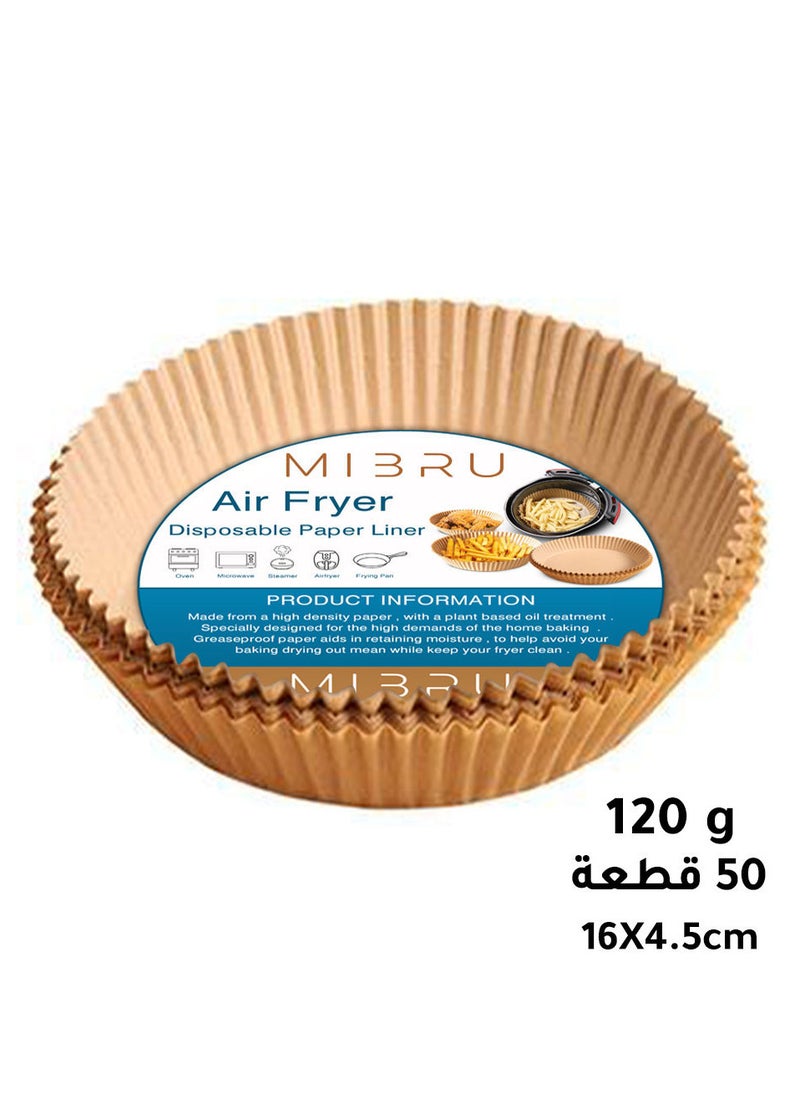 MIBRU Air fryer paper food plate liner brown16+4.5cm*50 (120g)  - Image 1