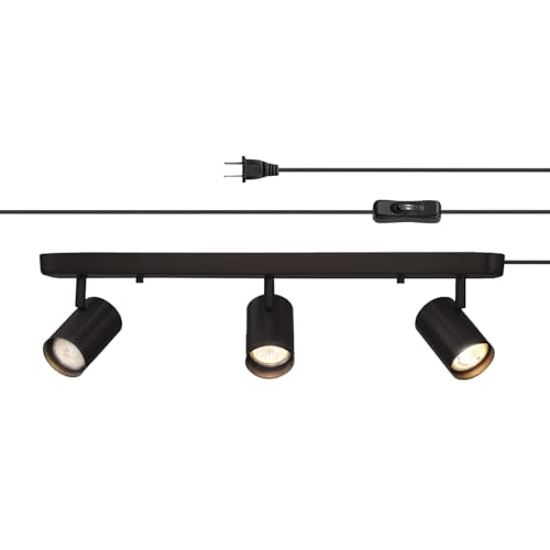 Globe Electric 59467 3-Light Plug-in Track Lighting, Matte Black, Bulb Not Included - Image 1