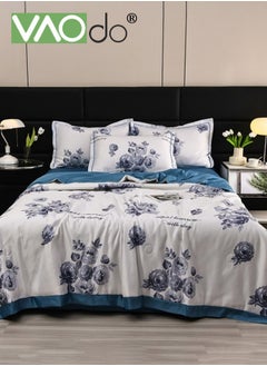 VAOdo 4PCS Queen Size Quilt Set  Atmospheric Luxury Print Summer Quilt Sets  Soft Bed Summer Quilt  Lightweight Microfiber Bedspread Modern Style Summer Quilt Sheets and Pillowcases for All Season Quilt  - Image 1