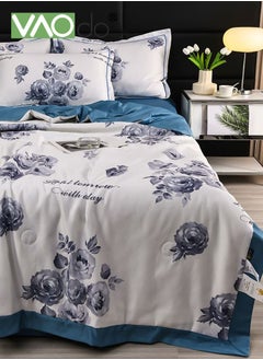 VAOdo 4PCS Queen Size Quilt Set  Atmospheric Luxury Print Summer Quilt Sets  Soft Bed Summer Quilt  Lightweight Microfiber Bedspread Modern Style Summer Quilt Sheets and Pillowcases for All Season Quilt  - Image 3