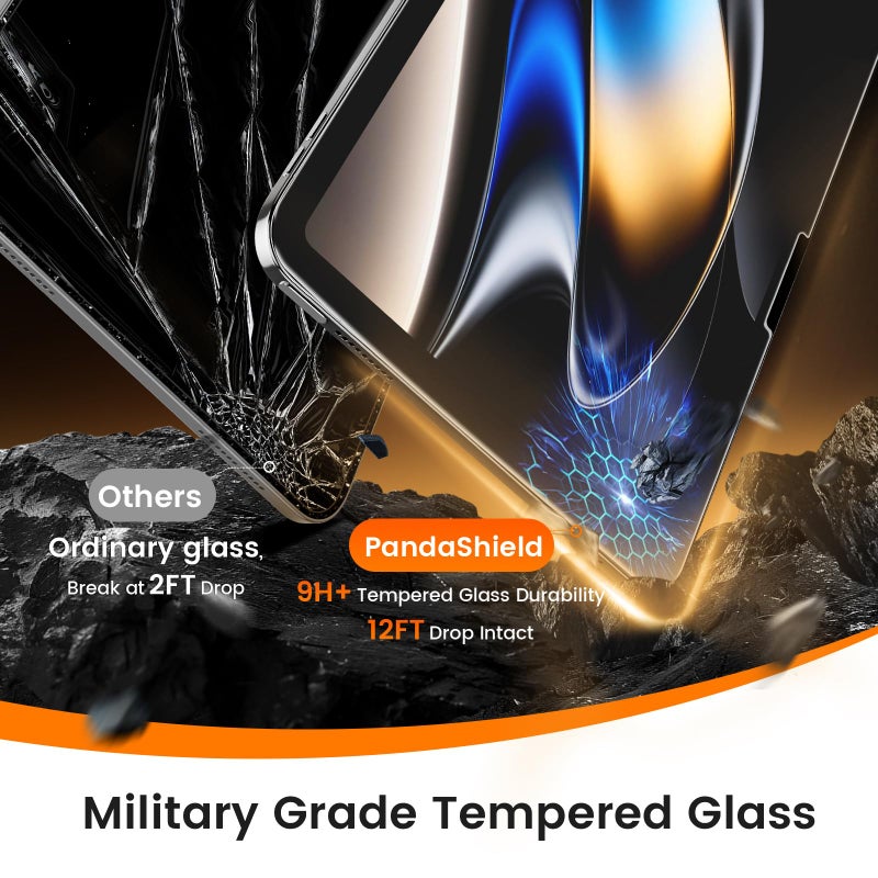 PandaShield 2 Pack for iPad 11th/10th Gen.(A16 2025/2022,11/10.9 inch)9H+ Tempered Glass Screen Protector with Easy-Install[12FT Grade Shatterproof]Apple Pencil Compatible,HD Clarity,Scratch Resistant - Image 4