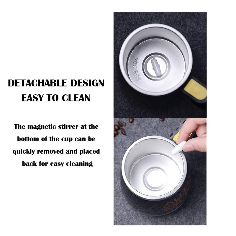 daasigwaa Rechargeable Self Stirring Mug - Magnetic Electric Auto Mixing Stainless Steel Cup for Office/Kitchen/Travel/Home Coffee/Tea/Hot Chocolate/Milk-390 ml/13.2 oz(Pink) - Image 2