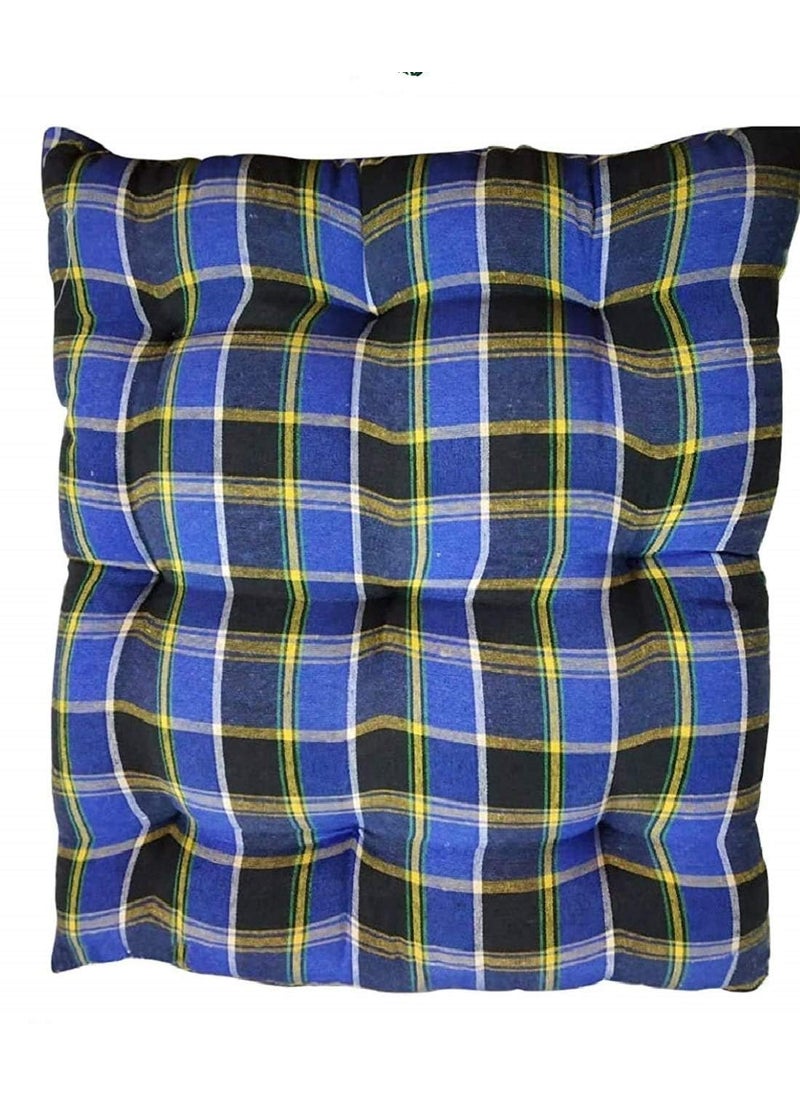 IMSMARTMART IMSmartMart Cotton Decorative Damask Fabric ChairpadBack SupportSeat Cushion with Ties and Handmade Quilting Multicolor Standard 18 x 18 Inch Pack of 2  - Image 3