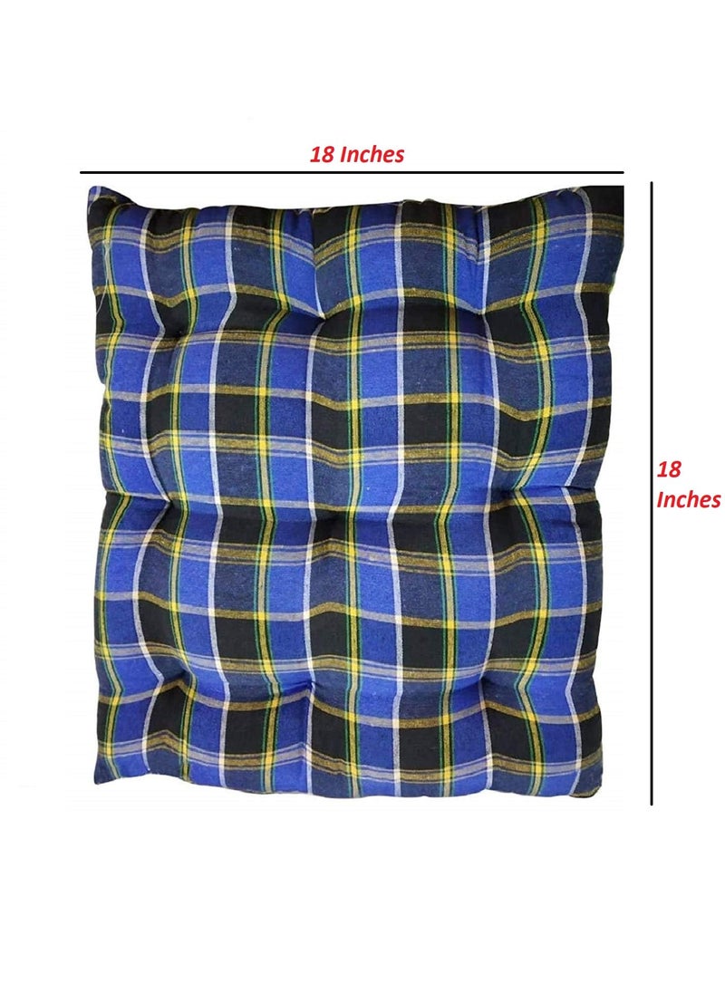 IMSMARTMART IMSmartMart Cotton Decorative Damask Fabric ChairpadBack SupportSeat Cushion with Ties and Handmade Quilting Multicolor Standard 18 x 18 Inch Pack of 2  - Image 2