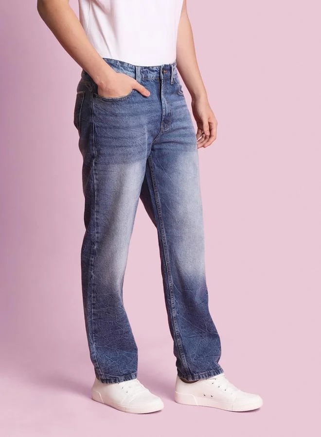 Styli Men Straight Fit Faded Jeans By Bene Kleed