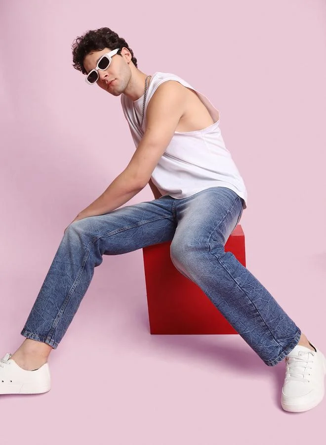 Styli Men Straight Fit Faded Jeans By Bene Kleed