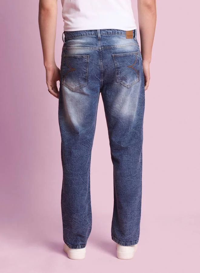 Styli Men Straight Fit Faded Jeans By Bene Kleed