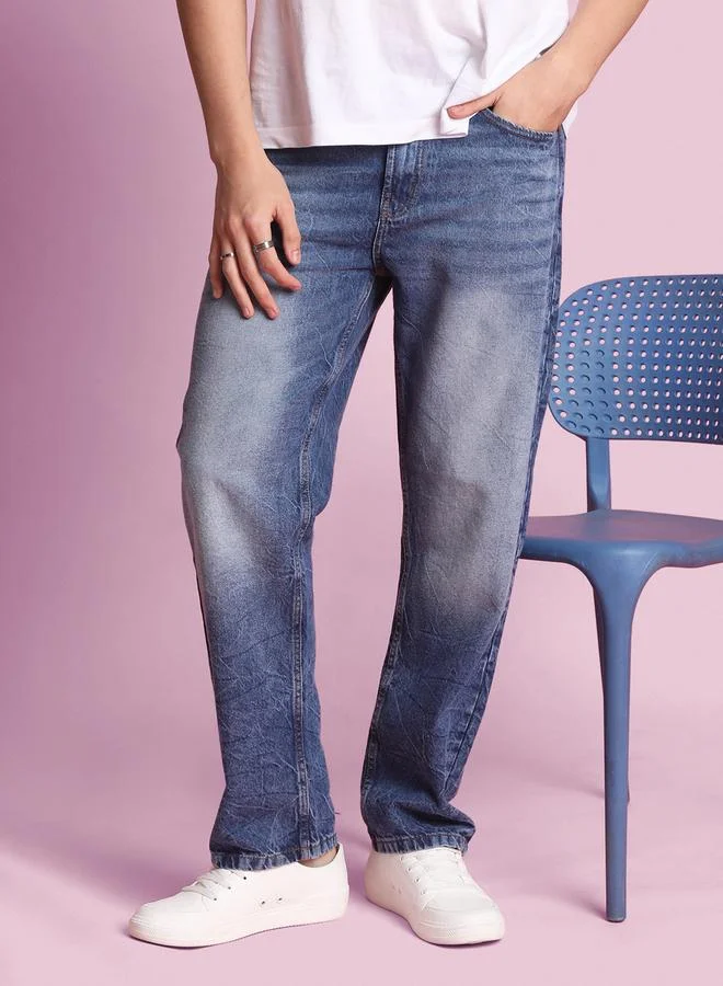 Styli Men Straight Fit Faded Jeans By Bene Kleed
