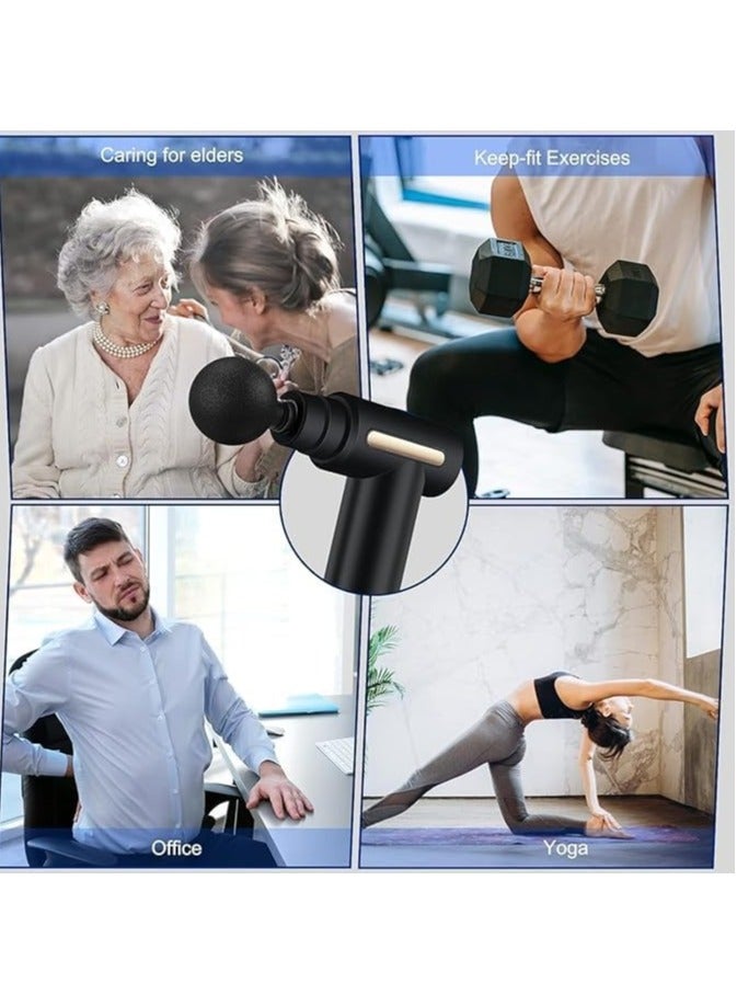 إسكدنيا مسدس تدليك صغير، مسدس تدليك عميق للأنسجة العضلية مع 6 سرعات، جهاز تدليك فائق الهدوء، جهاز تدليك كهربائي محمول باليد للجسم لتخفيف آلام الظهر والرقبة، لون أسود - Image 3