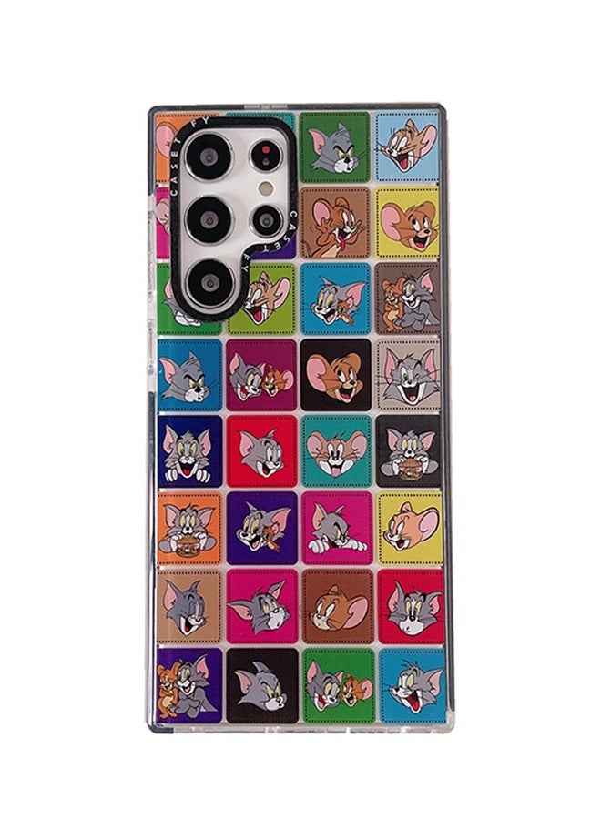 يونيك متوافق مع جراب هاتف سامسونج جالاكسي S24 الترا - جراب هاتف توم اند جيري - جراب هاتف رسومات الشعار المبتكرة من القط والماوس - جراب هاتف فائق النحافة مقاوم للصدمات من مادة TPU - Image 1