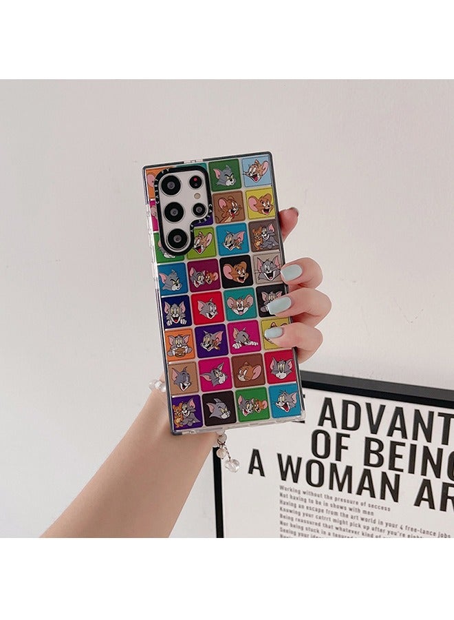 يونيك متوافق مع جراب هاتف سامسونج جالاكسي S24 الترا - جراب هاتف توم اند جيري - جراب هاتف رسومات الشعار المبتكرة من القط والماوس - جراب هاتف فائق النحافة مقاوم للصدمات من مادة TPU - Image 4