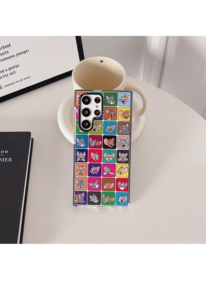 يونيك متوافق مع جراب هاتف سامسونج جالاكسي S24 الترا - جراب هاتف توم اند جيري - جراب هاتف رسومات الشعار المبتكرة من القط والماوس - جراب هاتف فائق النحافة مقاوم للصدمات من مادة TPU - Image 5