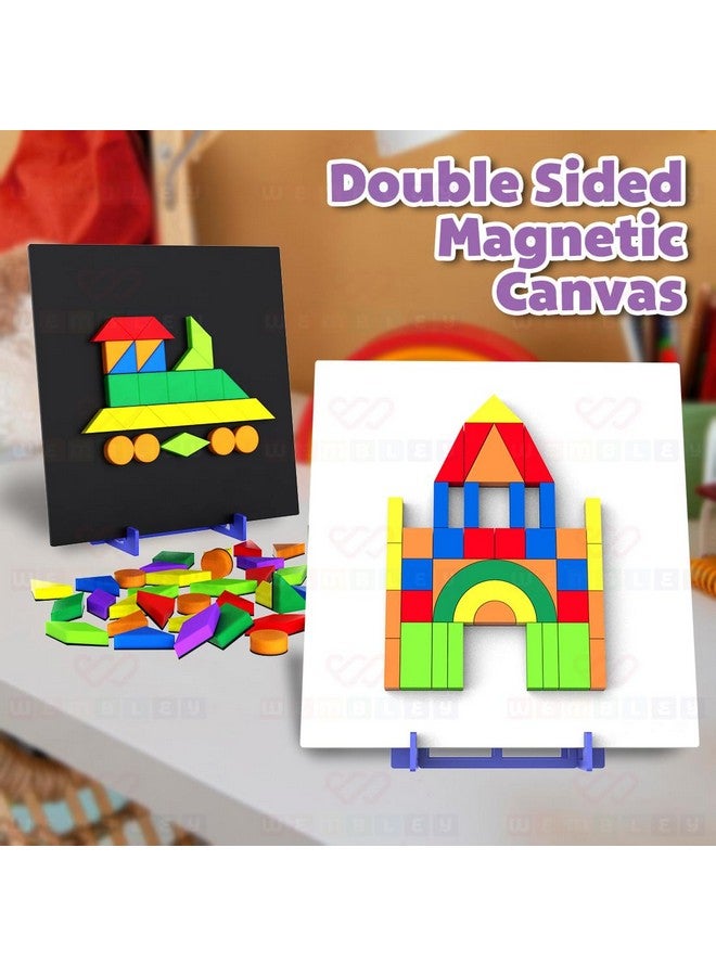 ويمبلي ألغاز ويمبلي المغناطيسية، لعبة أشكال خيالية للأطفال، مجموعة ألعاب تعليمية إبداعية، 44 شكلًا مغناطيسيًا مع لوحة وحامل و200 نمط أحجية - هدية عيد ميلاد للأولاد والبنات - Image 3