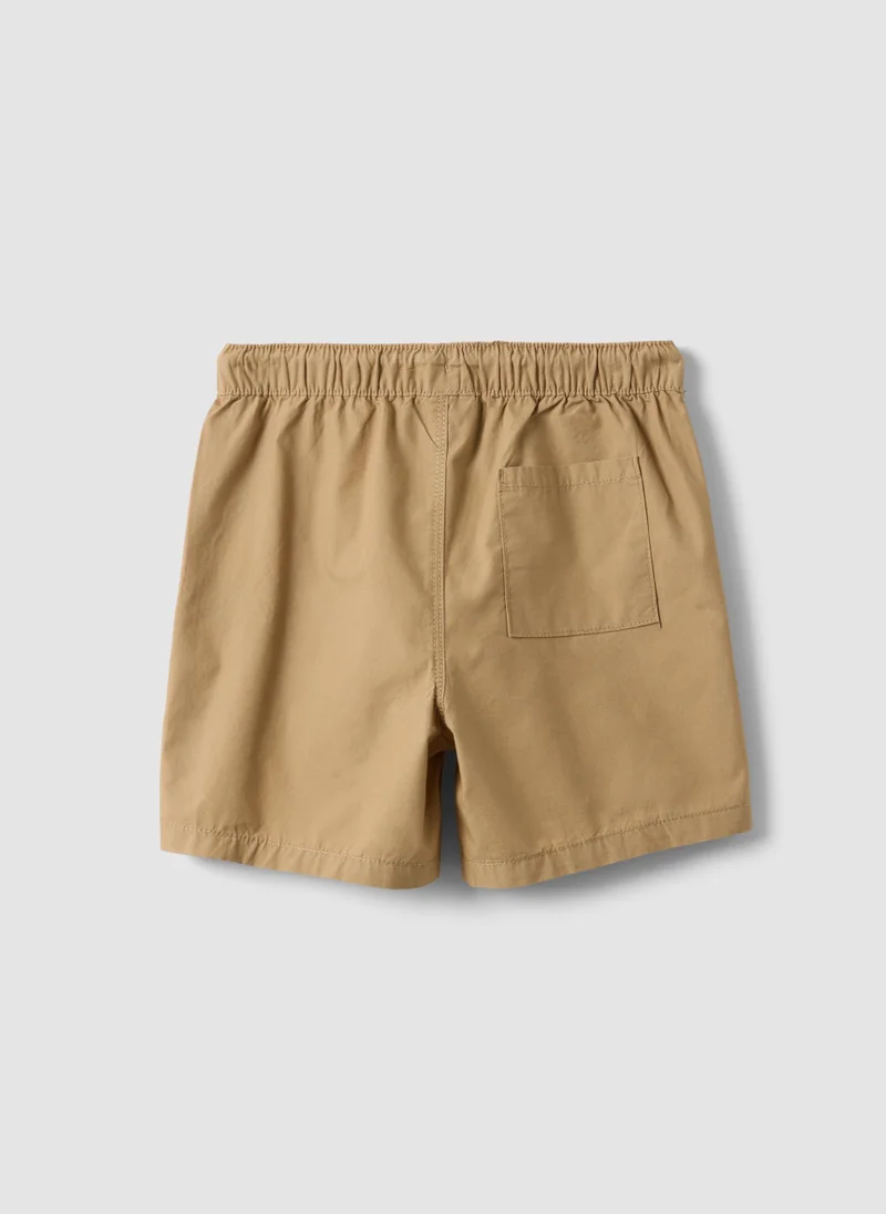 Ovs OVS Beige Pure Cotton Boysâ€™ Shorts, Regular Fit, With Drawstring
