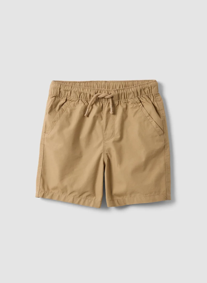 Ovs OVS Beige Pure Cotton Boysâ€™ Shorts, Regular Fit, With Drawstring