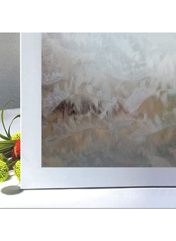 HAPPYMATES HAPPYMATES Feather Touch Privacy Film NoAdhesive Static Decorative Window Film Frosted Stained Glass Window Cling Leaf Design 24 x 40_INCH Feather Touch  - Image 1