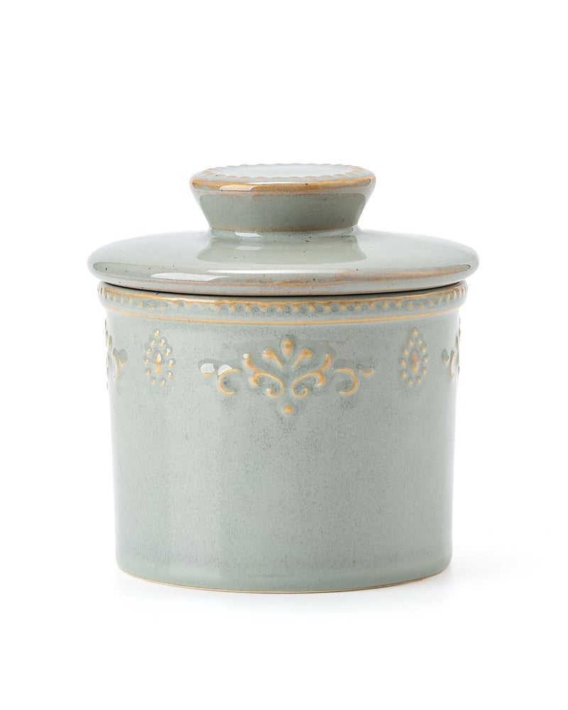 Xela XELA Ceramic Butter Dish  French Butter Crock With Water Line  Keeps Your Butter Fresh and Spreadable  Vintage Turquoise 
