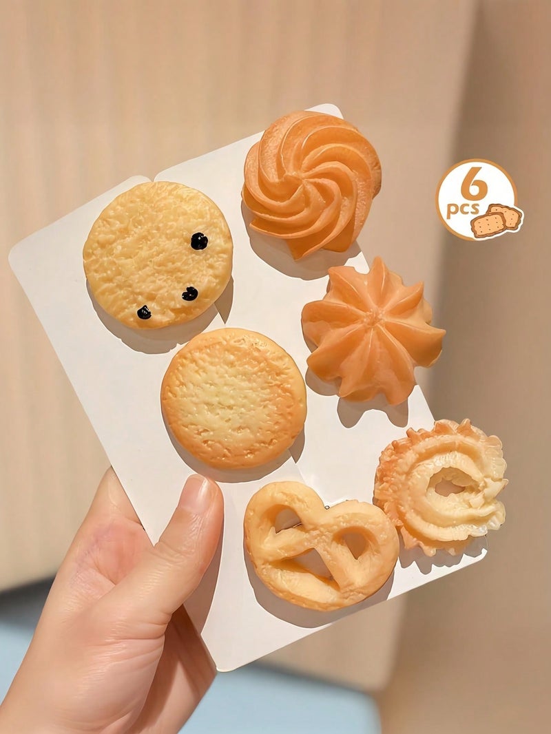 مشابك شعر بتصميم بسكويت عدد 6 قطع – إكسسوارات شعر لطيفة ومميزة - Image 2