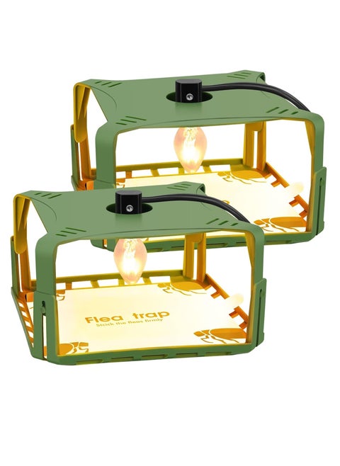 Electric Flea Traps for Inside Your Home (2 Packs), Retractable Flea Light Trap w/Sticky Flea Trap Refill, Ultimate Flea Fighting Solution