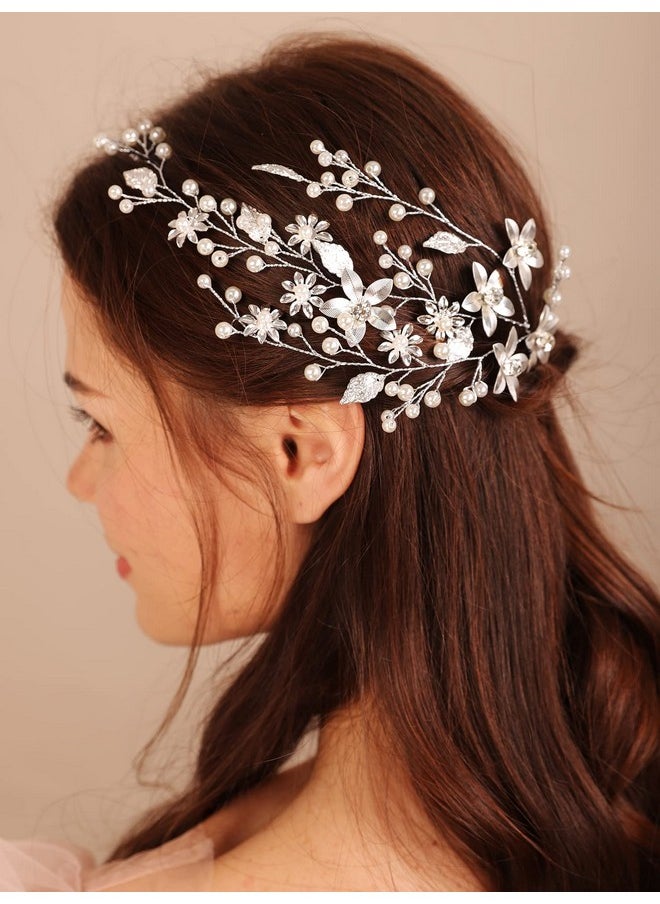 Wedding Bridal Silver Headband Flower And Pearl Hair Piece Boho Hair Accessory For Women And Girls (Silver) - pzsku/Z533CDA83ED6520BB1B51Z/45/_/1735567165/295328af-5ba0-4f4a-aa47-0bac5a9d6106