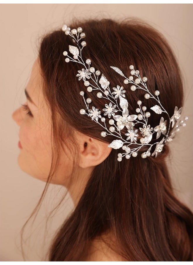 Wedding Bridal Silver Headband Flower And Pearl Hair Piece Boho Hair Accessory For Women And Girls (Silver) - pzsku/Z533CDA83ED6520BB1B51Z/45/_/1735567218/843e1c8a-1eb0-493c-ac1c-6eeb59530316