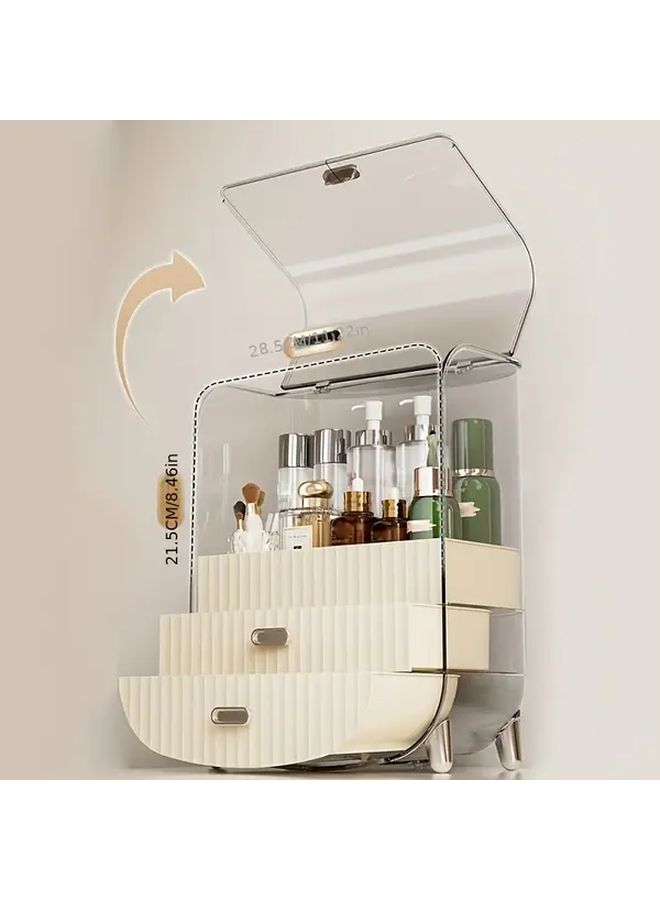 Large Green Acrylic Facial Mask Storage Box With Makeup Organizer - Image 4