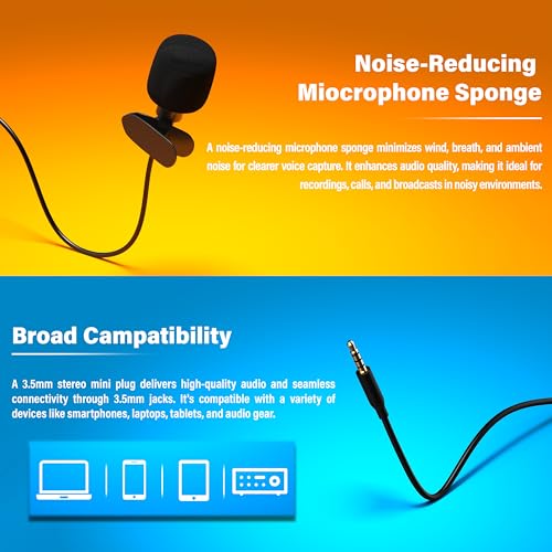 DIGIMORE Lavalier Microphone | Omnidirectional Clip-On Mic | Noise Reduction | Two-Way Audio | for Recording, Streaming & Online Meetings (D-470 3.5mm) - Image 5