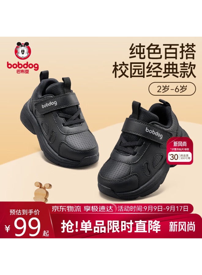 Bobdog Children's Shoes, Toddler Walking Shoes For Boys And Girls, Spring And Autumn Style Versatile School White Sneakers, Academy Black, Size 22 - Image 1