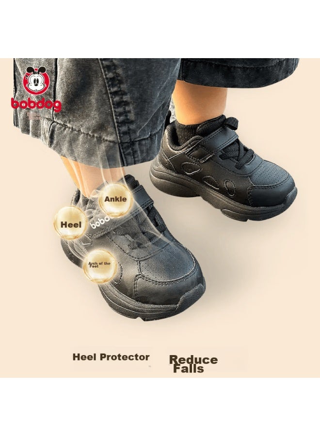Bobdog Children's Shoes, Toddler Walking Shoes For Boys And Girls, Spring And Autumn Style Versatile School White Sneakers, Academy Black, Size 22 - Image 2