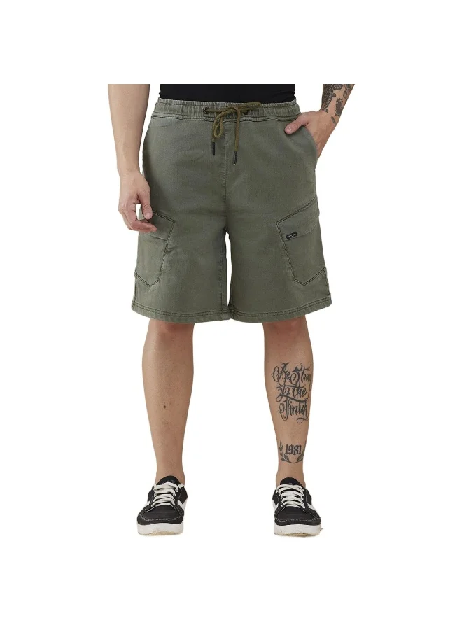 Being Human Mens Olive Shorts Fit Shorts