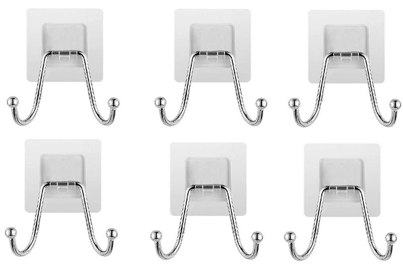 ZOMOZA Self Adhesive Stainless Steel Hook Waterproof and Rustproof Wall Hooks for Hanging Heavy Duty, Stainless Steel Towel and Coats Hooks to use Inside Kitchen, Bathroom, Home and Office (6) - Image 1