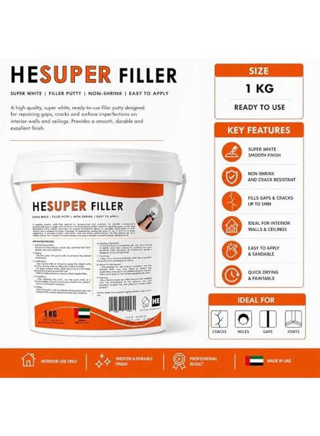 Hasanat Essentials All-Purpose Putty, Putty Filler, Spackling for Drywall, Quick Drying, Designed for Interior and Exterior Home Use, Paintable, Permanent, Non-Shrinking, 1 KG - Image 4