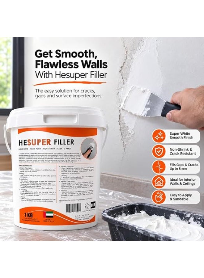 Hasanat Essentials All-Purpose Putty, Putty Filler, Spackling for Drywall, Quick Drying, Designed for Interior and Exterior Home Use, Paintable, Permanent, Non-Shrinking, 1 KG - Image 3