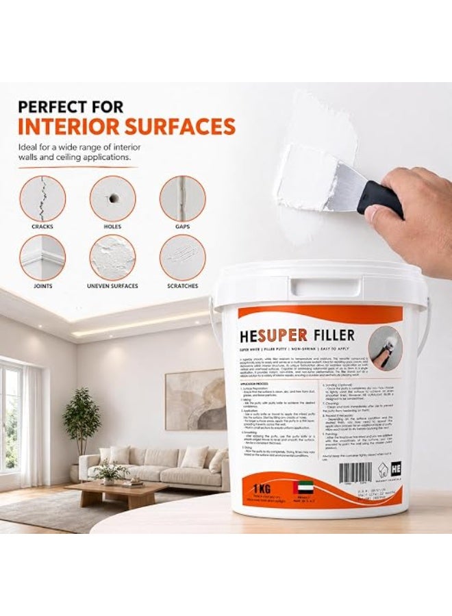 Hasanat Essentials All-Purpose Putty, Putty Filler, Spackling for Drywall, Quick Drying, Designed for Interior and Exterior Home Use, Paintable, Permanent, Non-Shrinking, 1 KG - Image 2