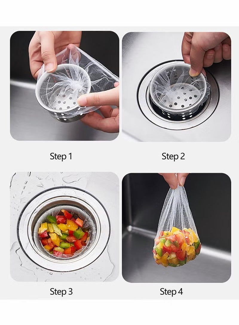 200 PCS Disposable Mesh Sink Garbage Bags Kitchen Sink Strainer Net Bag for Collecting Kitchen Food Scraps and Leftover Waste