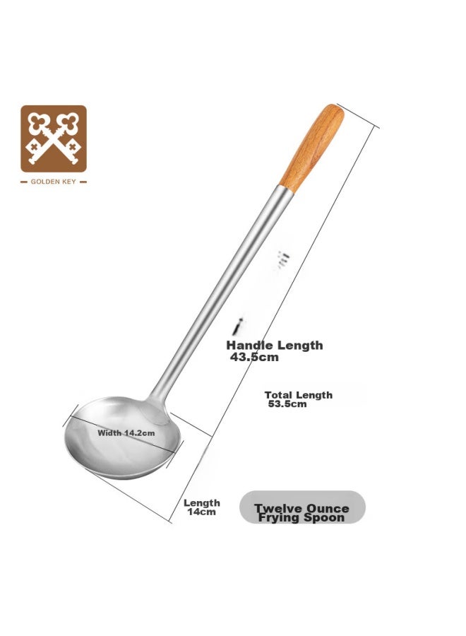 Golden Key Stainless Steel Wok Ladle With Wooden Handle, Commercial Kitchen Chef's Special Cooking Spoon, 12 Liang Capacity, Gk-cs1200 - Image 3