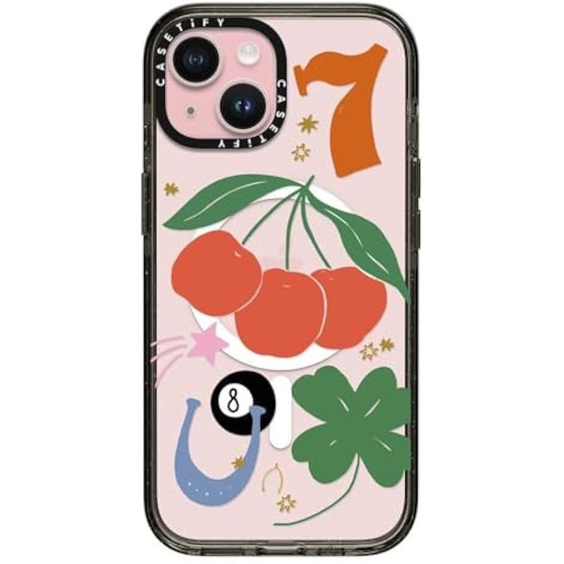 Casetify Impact Case for iPhone 15 【8.2ft 4X Military Grade Drop Protection/Compatible with Magsafe】 - Lucky - Clear Black - Image 1