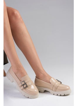 Mio Gusto Gaby Nude Thick Soled Women's Loafer Shoes  - Image 2