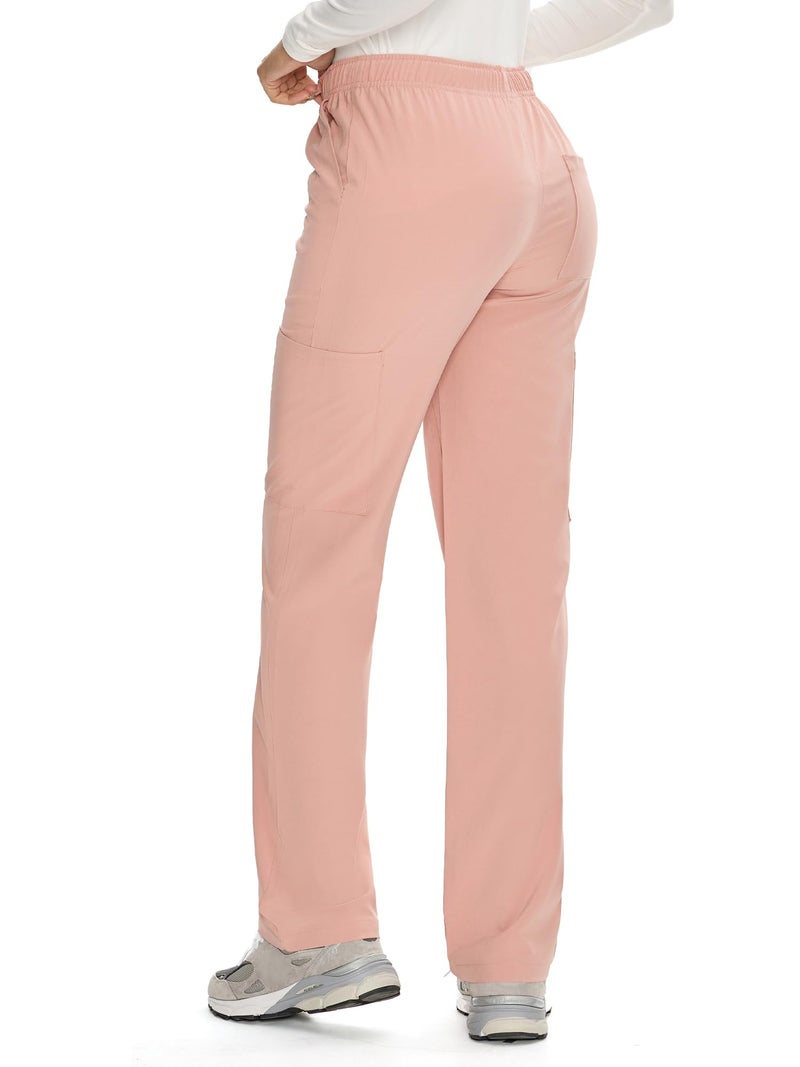 COZYFIT Straight Leg Scrub Pants for Women, Drawstring Soft Stretch, Anti-Wrinkle Women's Scrub Pants with 6 Pockets,Pink,S - Image 4