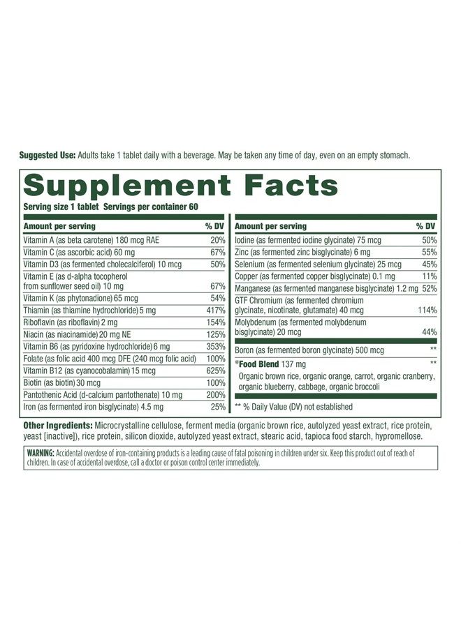MegaFood One Daily Multivitamin - Multivitamin for Women and Men - with Real Food - Immune Support Supplement -Vitamin C & Vitamin B - Bone Health - Energy Metabolism - Vegetarian, Non-GMO - 60 Tabs - Image 1