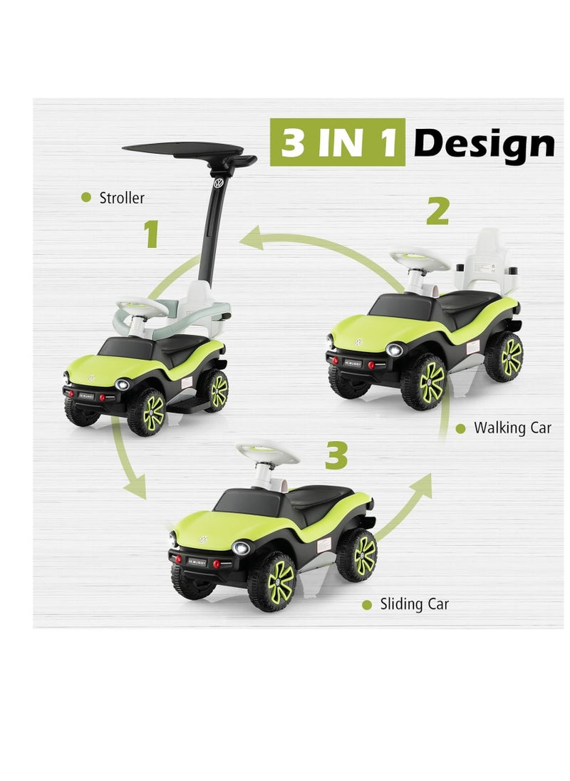 Volkswagen Ride on Push Car, 3 in 1 Licensed ID. Buggy Stroller Sliding Walking Car with Sun Canopy, Adjustable Handle, Guardrails, Foot-to-Floor Toy for 12-36 Months (Volkswagen)  - Image 2
