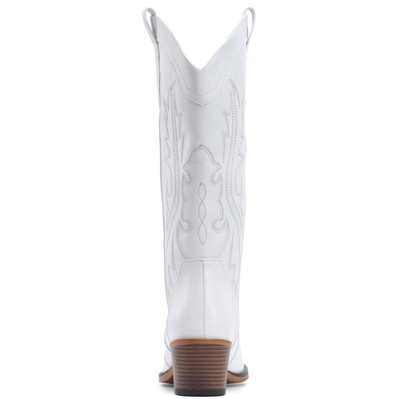 IUV Cowboy Boots For Women Western Cowgirl Boots with Chunky Heel Mid Calf Snip Toe Ideal for low insteps - Image 5
