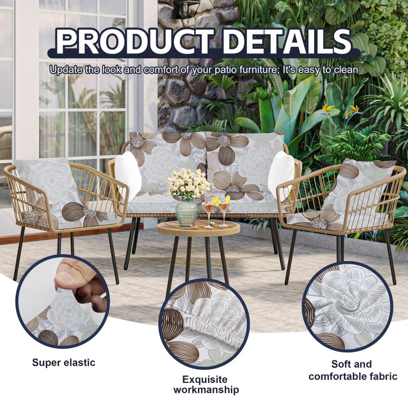 MRGSDL 8Pcs Patio Cushion Covers,Outdoor Cushions Covers,Stretch Cushion Covers Replacement, Washable and Reusable Furniture Protectors(Evening Breeze) - Image 3