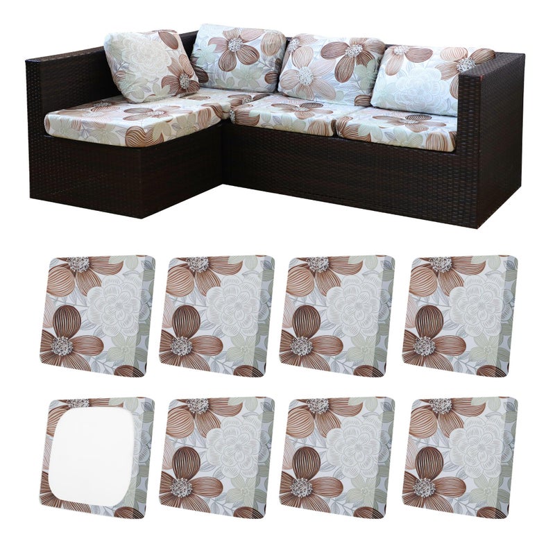 MRGSDL 8Pcs Patio Cushion Covers,Outdoor Cushions Covers,Stretch Cushion Covers Replacement, Washable and Reusable Furniture Protectors(Evening Breeze) - Image 1