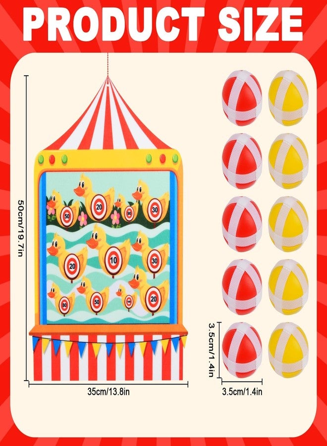 Qumenan Carnival Games for Kids - Dart Board with 10 Sticky Balls Felt Carnival Theme Party Decorations for Indoor Outdoor Activities Circus Birthday Party Decoration Supply Set (19.7x13.8 Inches) - Image 2