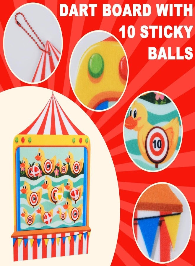 Qumenan Carnival Games for Kids - Dart Board with 10 Sticky Balls Felt Carnival Theme Party Decorations for Indoor Outdoor Activities Circus Birthday Party Decoration Supply Set (19.7x13.8 Inches) - Image 3